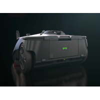 Battery-powered floor mop with dryer (handle folded down)